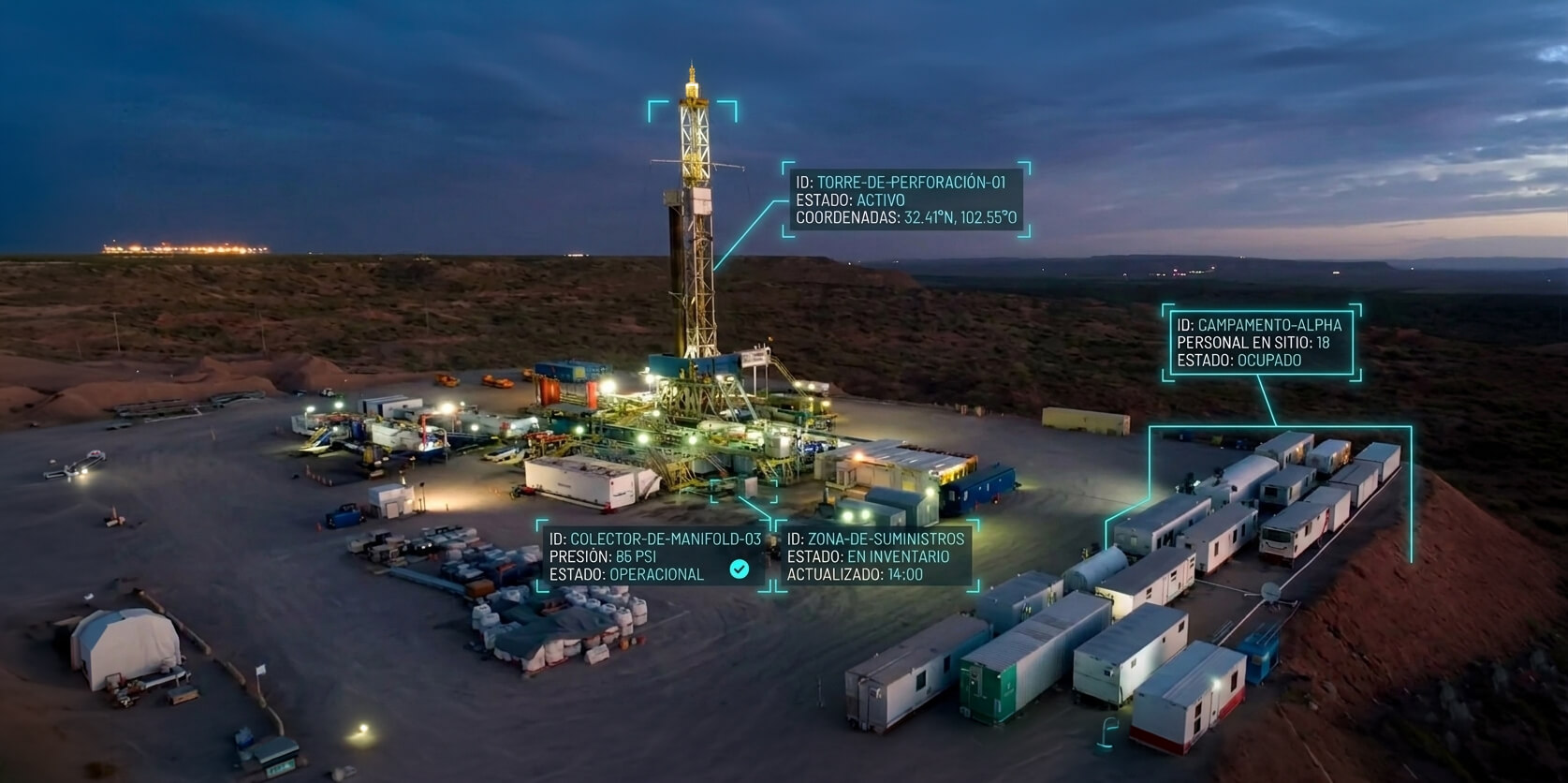 Operación Oil & Gas con activos georreferenciados en tiempo real